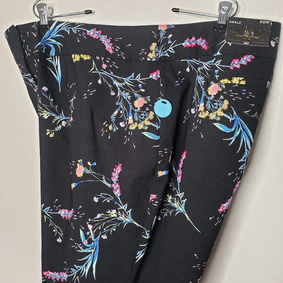 Worthington Woman Ankle Pants Black Floral Print Stretch Plus Size 20W NWT - Picture 9 of 14